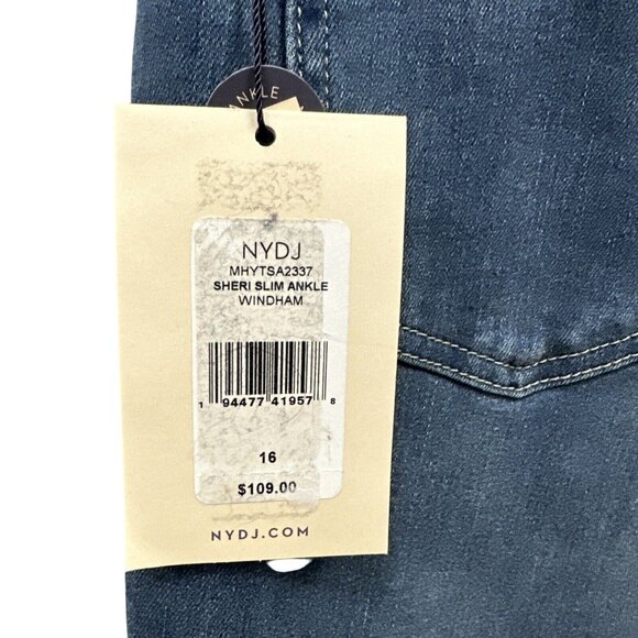NYDJ Womens Mid Rise Sheri Slim Fit Ankle Stretch Denim Jeans Windham Size 16 - Picture 6 of 7